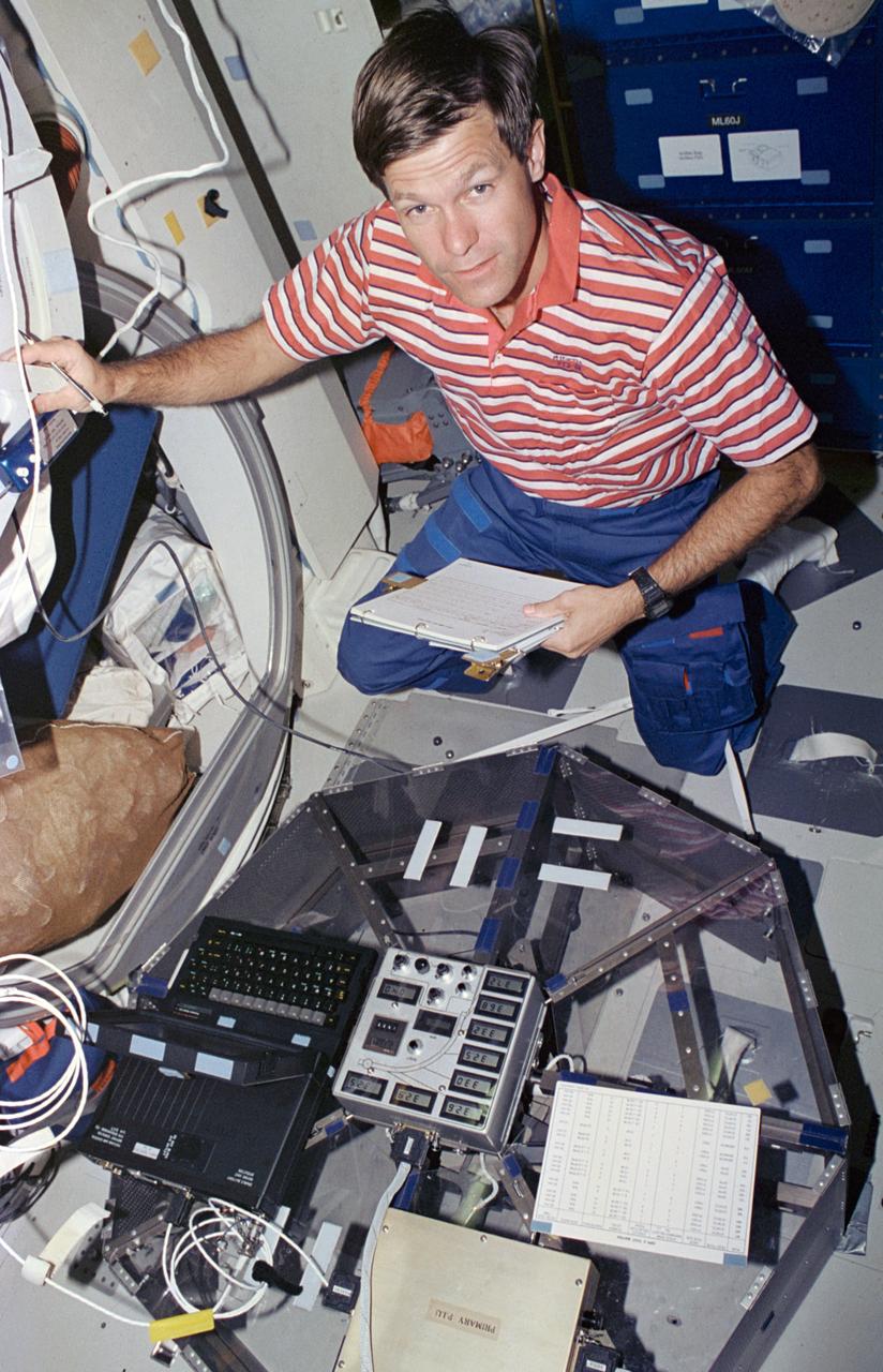 NASA Image of Astronaut Donal d McMonagle working with Heat Pipes System