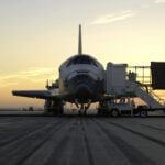 NASA Image of Safety Grooving and Shuttle Discovery