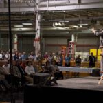Maguire conducting a town hall meeting at Lockheed Martin Waterton Canyon Factory, 2010. Photo courtesy Joanne Maguire