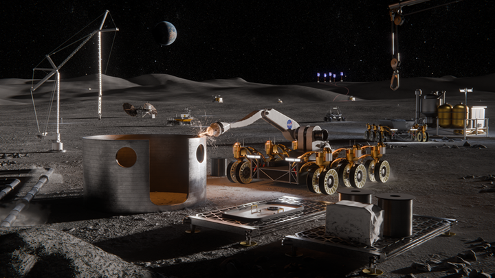 A rendering of technologies on the lunar surface